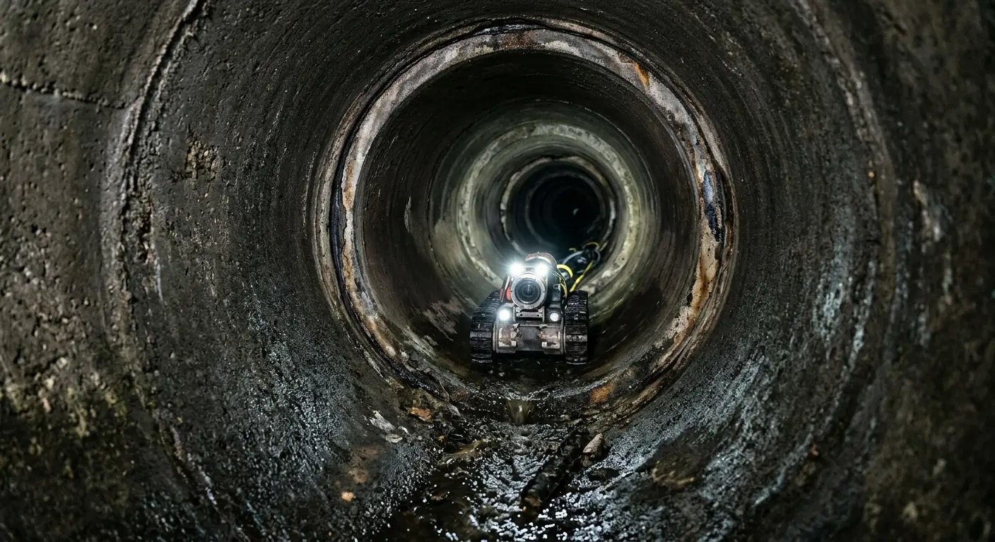 Robotic sewer camera inspecting pipe interior for Drain Snake Service in Cedartown
